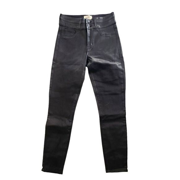 L'AGENCE Peyton high rise skinny ankle crop black coated stretch jeans NWT size - Picture 1 of 8